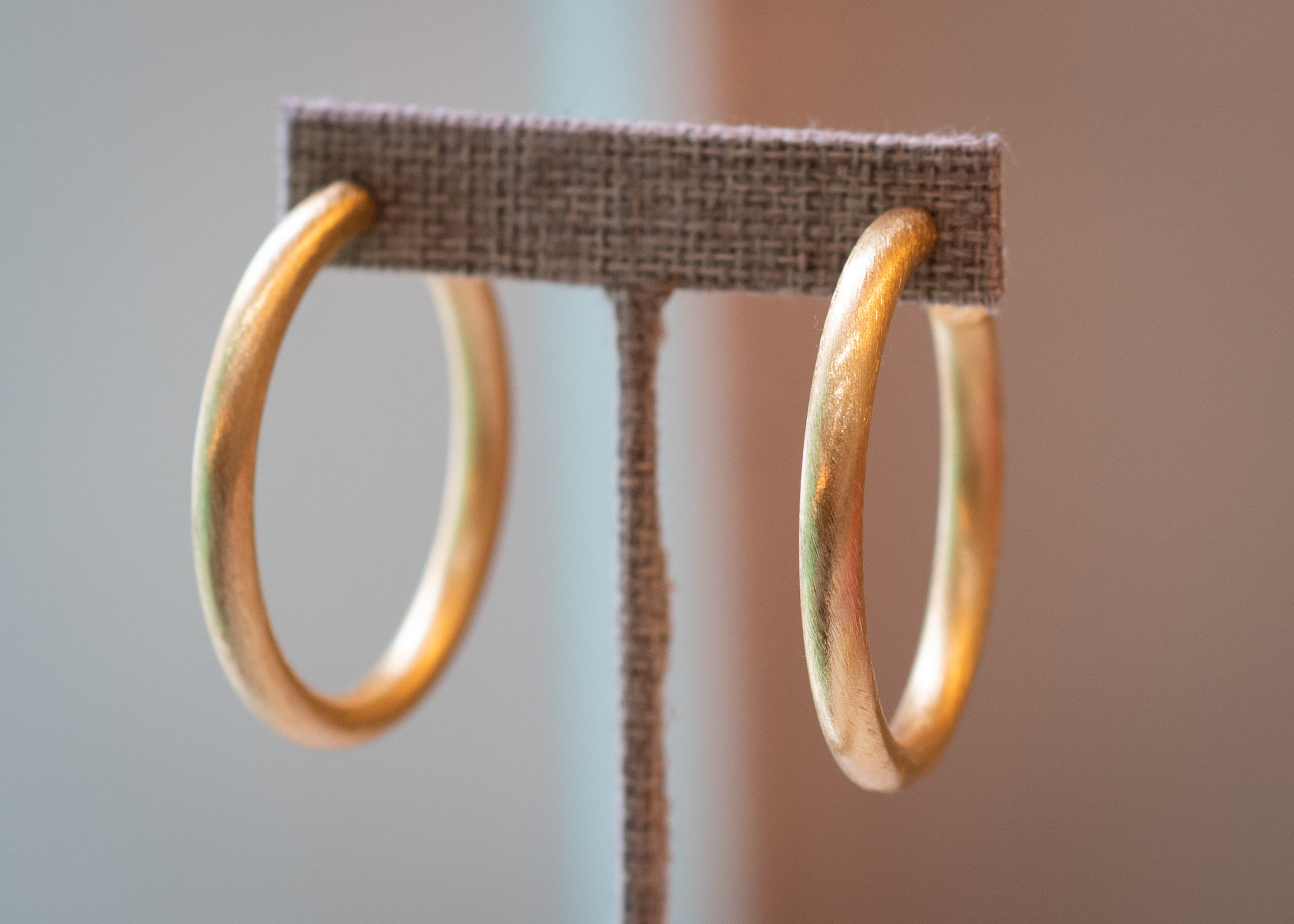 Lucy Mid Size Brushed Gold Hoop